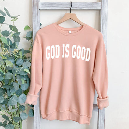 God is Good Christian Bible Sponge Fleece Crewneck Sweatshirt
